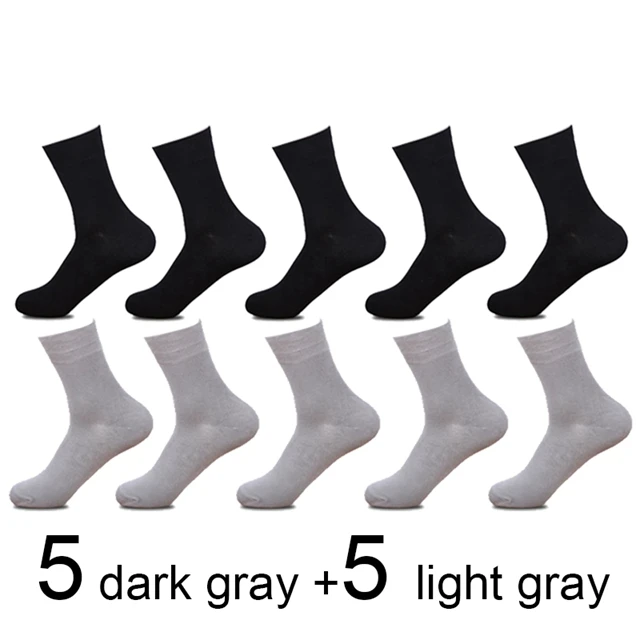 5darkgray 5lightgray 10 пар/лот, мужские бамбуковые носки, мужские брендовые Новые повседневные носки в деловом стиле, мужские носки из хлопка и бамбукового волокна, длинные зимние носки для подарков - Цвет: 5darkgray 5lightgray
