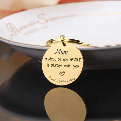 Модный брелок с гравировкой Mum A Piece My Heart Is Always With You брелок для ключей на День Матери подарки брелок для ключей подарки для мамы - Цвет: gold