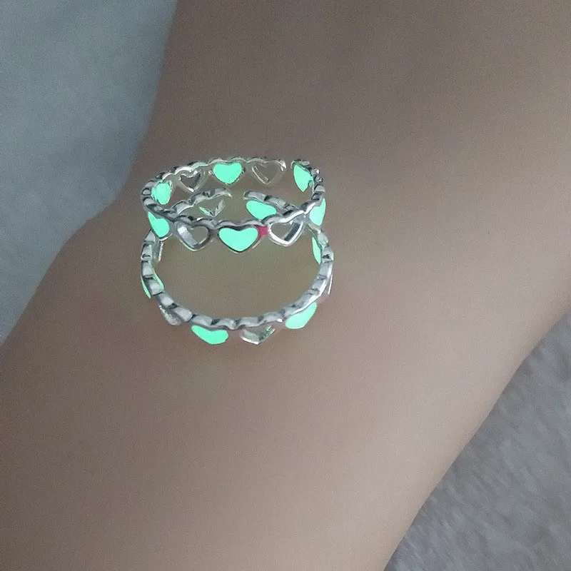 1 шт. женское кольцо круглый палец светящийся в темноте форме сердца модный