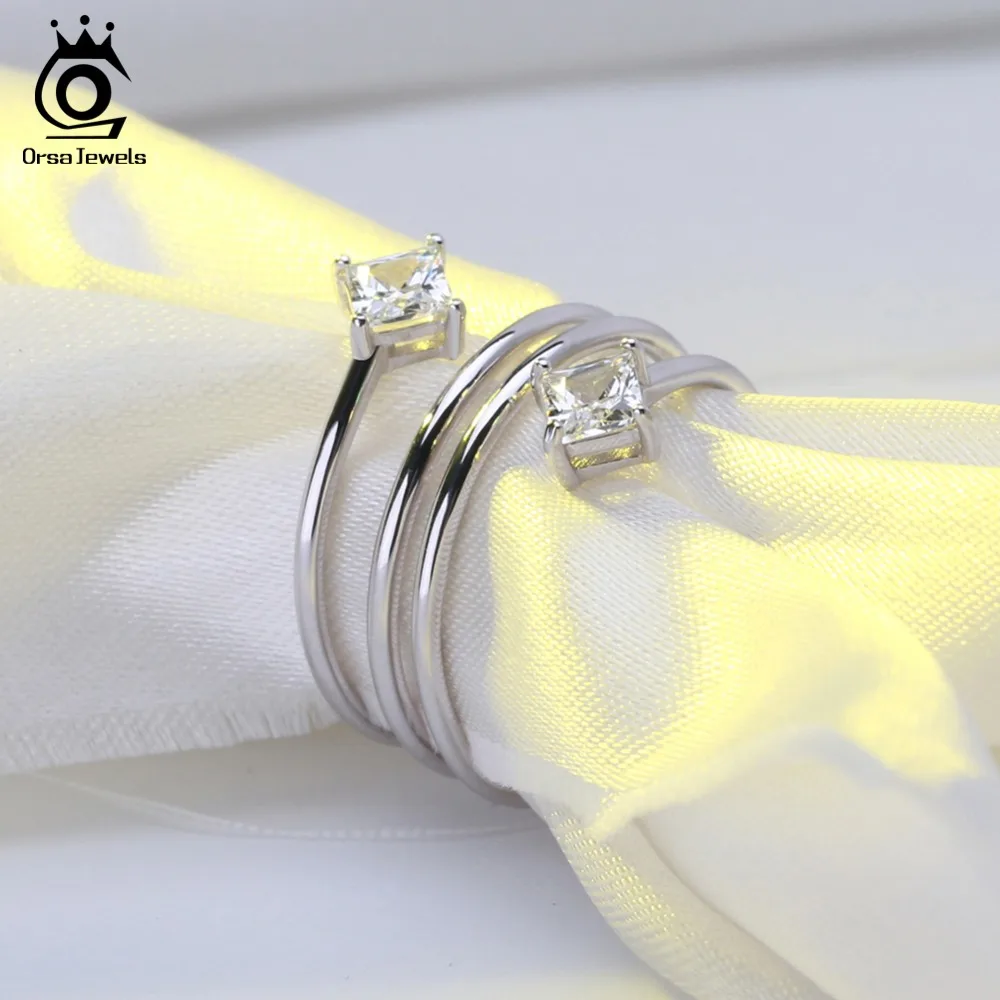 ORSA JEWELS, настоящее 925 пробы, серебряные женские кольца, уникальный дизайн, AAA, прозрачное женское циркониевое кольцо, ювелирное изделие для девушки, подарок OSR61