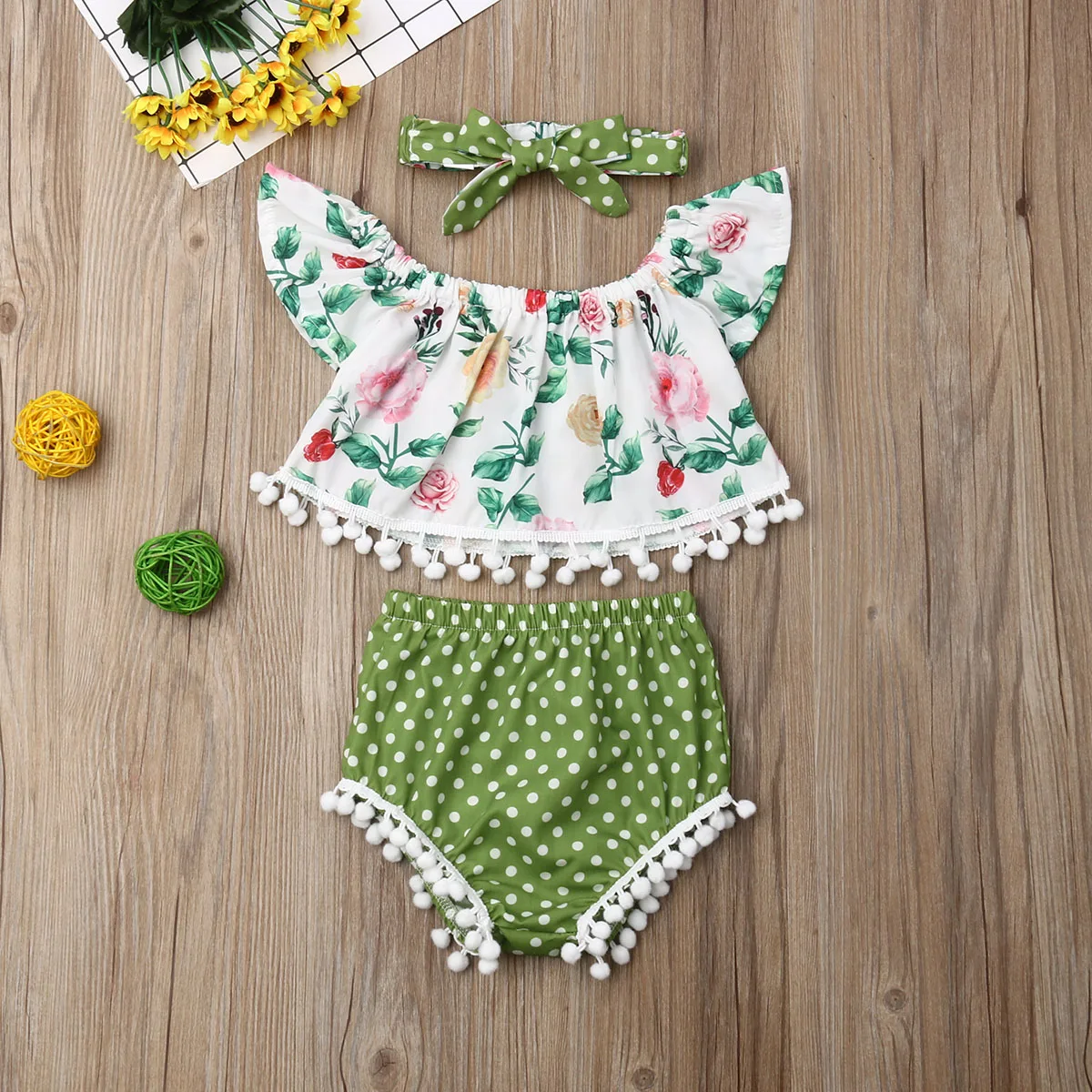 3 шт. Одежда для новорожденных девочек топ без рукавов комбинезон + шорты Набор