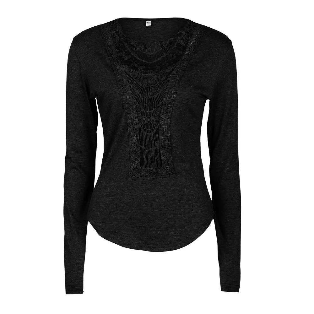 Women Lace Up Blouses Tops 2018 Autumn Sexy O Neck Long Sleeve Solid Shirt Female Casual Slim Blusas Top Tees black green |