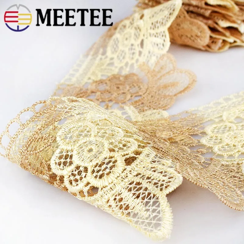 MEETEE 10 м/лот 9 7 см широкая Полиэстеровая кружевная отделка Бежевая Одежда ткань