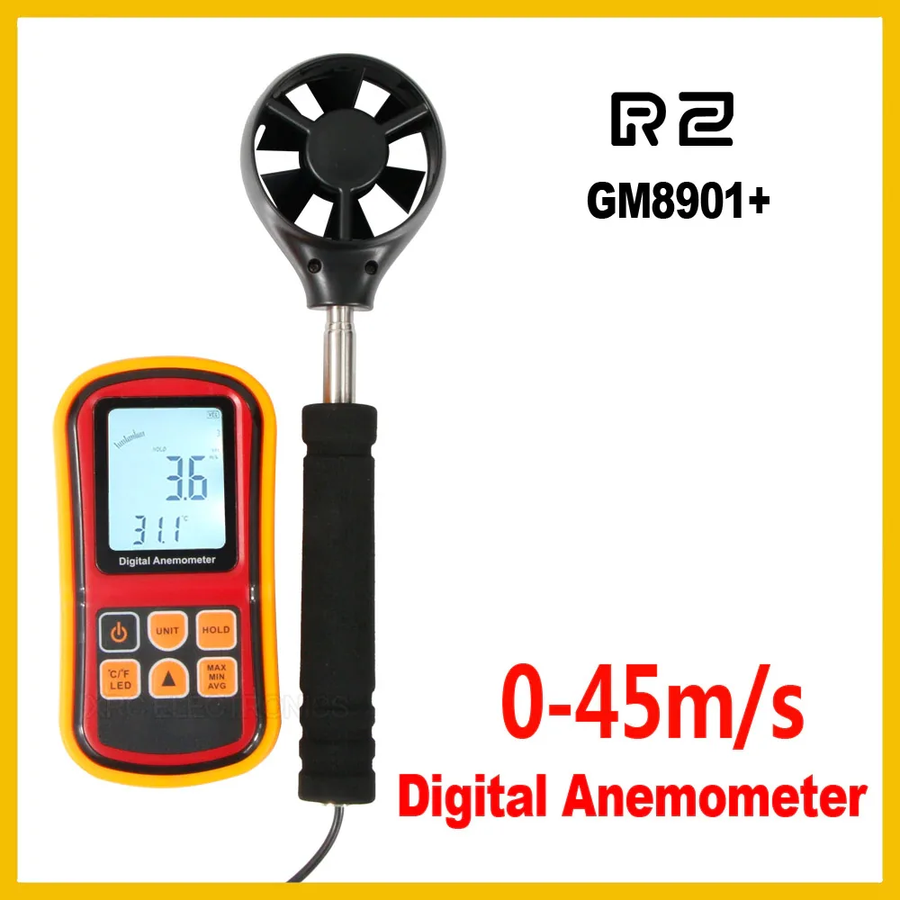 Instrumento Anemômetro de Fluxo de ar Medidor de Temperatura e Velocidade do Vento Display Lcd para Medir Digital 45 m s 89gm01 + Instrumentos de medição de velocidade