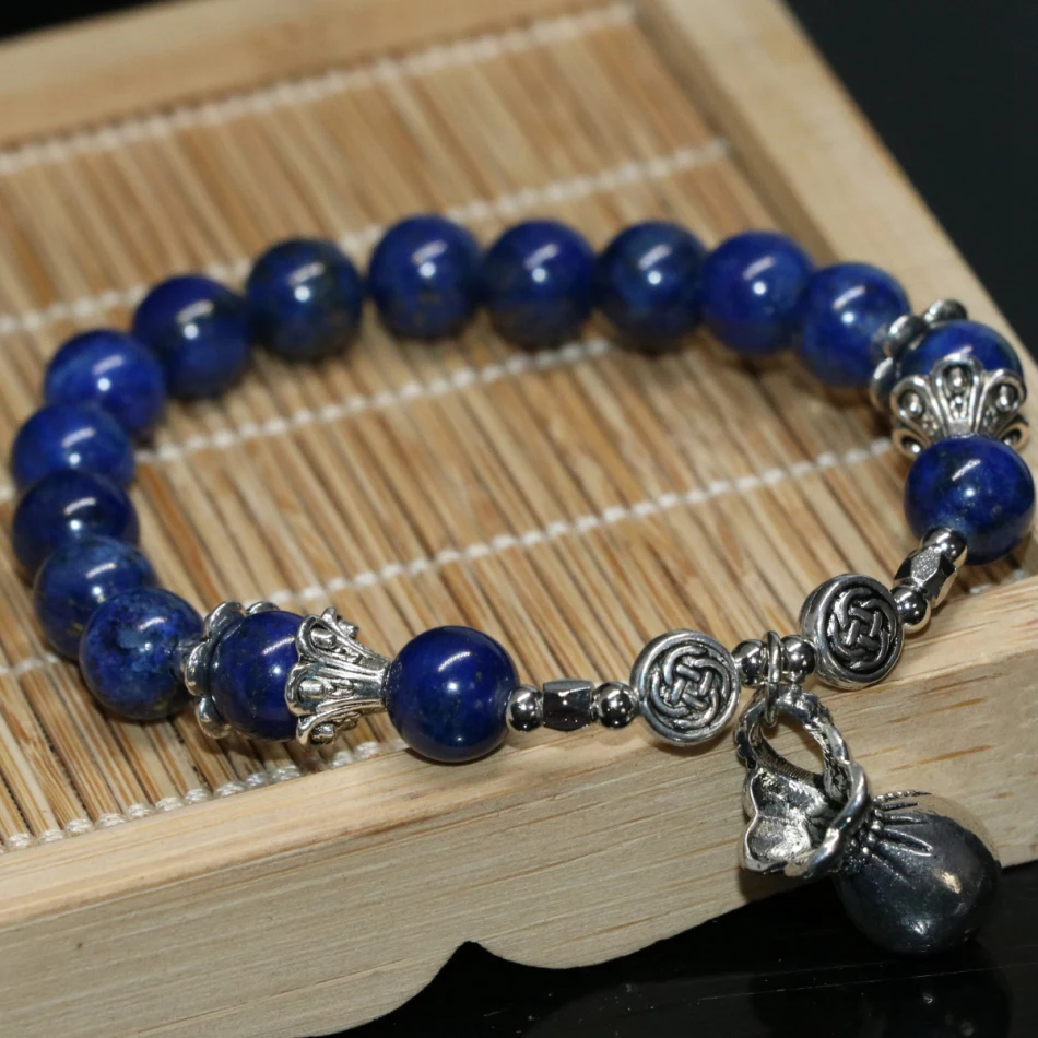 Натуральный голубой ляпис Лазурит Круглые бусины 8 мм женские браслеты