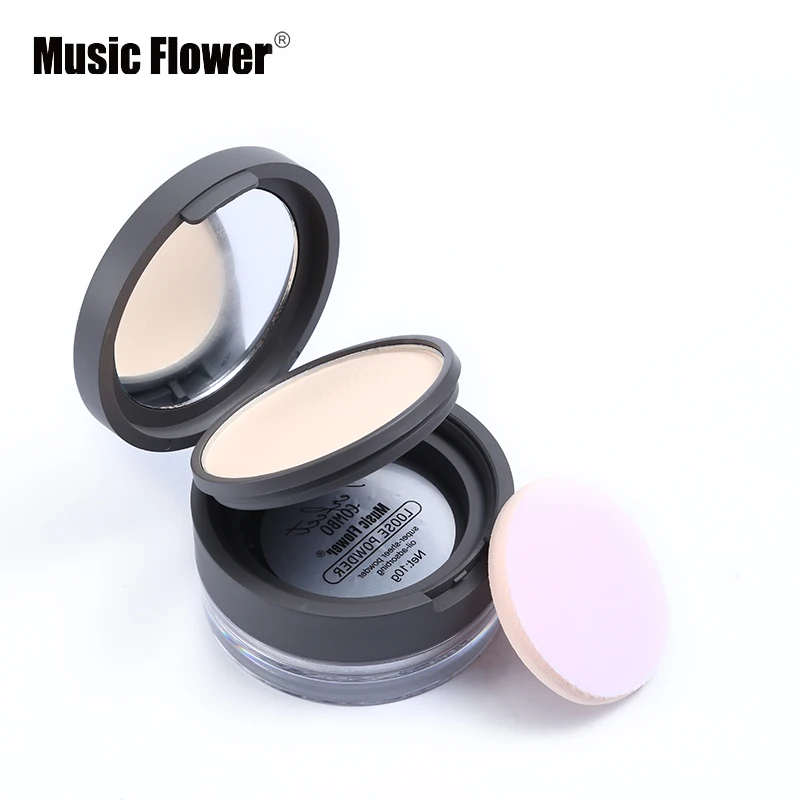 Music Flower 2 в 1 уход за кожей лица Косметическая пудра основа под макияж пудра+ Рассыпчатая Пудра со спонжем идеальная расческа контроль выработки кожного жира косметика
