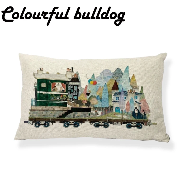 Наволочка для подушки 17 дюймов со съемным поездом|cushion cover|cushion cover wholesalecushion cartoons |