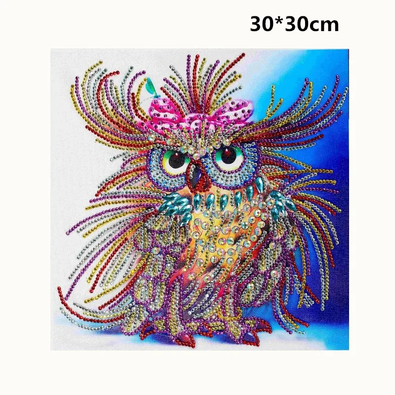 Специальная форма, частичная, 5D DIY Алмазная картина животное, алмазная вышивка, "Сова", вышивка крестиком, 3D, DIY диамонт аксессуары - Цвет: Красный