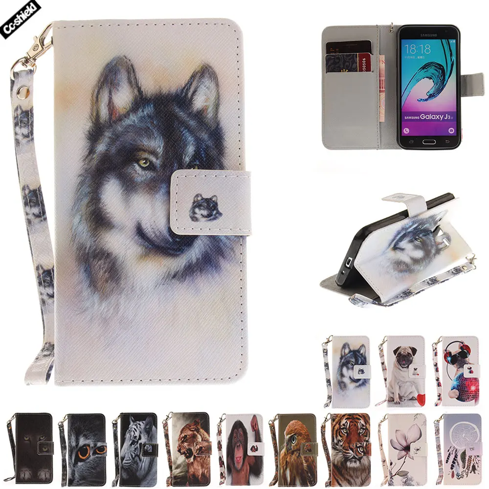 Flip Case For Samsung Galaxy J3 2016 J320 J 3 320 Phone Leather Cover SM-J320 SM-J320F SM J320H J320F J320p J320Fn J320F/DS | Мобильные