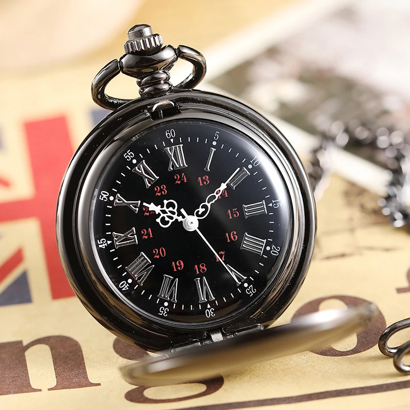 Бронзовые Гладкие Черные полые механические карманные часы Мужские с римскими