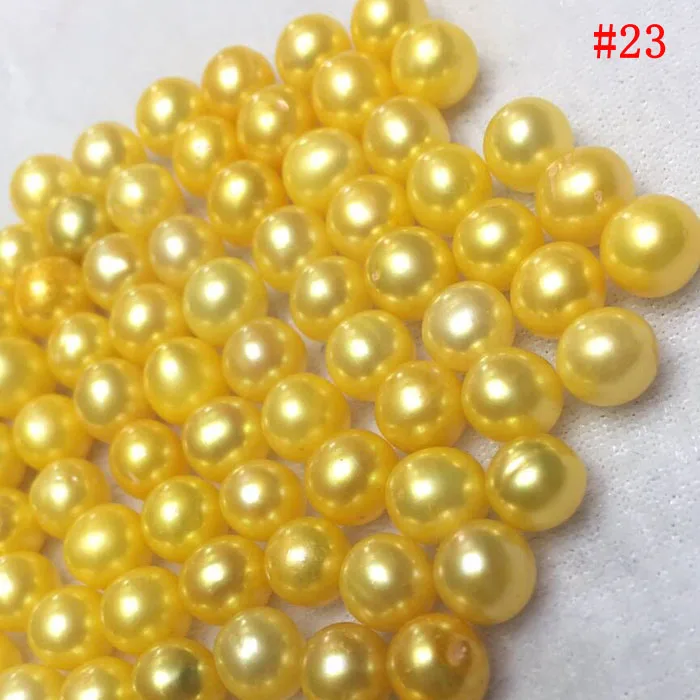20 Pcs 7-8mm Yellow Natural Love Wish Pearl Party Gift Oyster Round Loose Colored Pearls