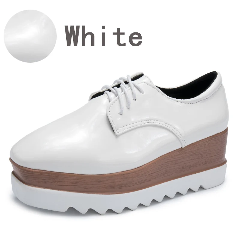White Aphixta/обувь на плоской платформе; женская обувь на квадратном каблуке и шнуровке; повседневная женская обувь; zapatos mujer; обувь на толстой мягкой подошве - Цвет: White