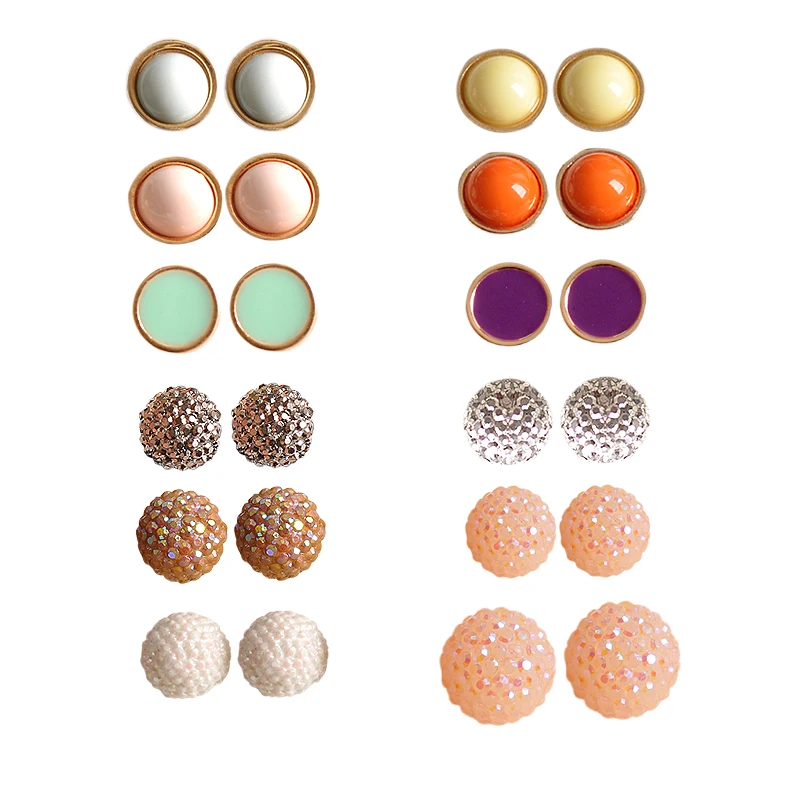 Fashion gorgeous women jewelry girl birthday party earrings green white purple mixed with 12 pairs /set free shpping | Украшения и