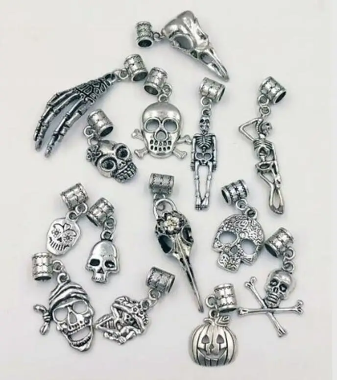 14 шт. модные смешанные подвески в виде маски черепа стиле стимпанк для браслета