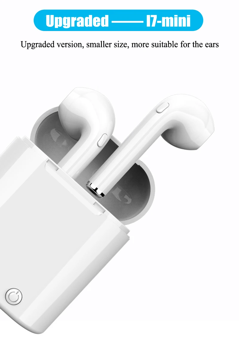 Беспроводные Bluetooth наушники I7mini, портативные наушники с зарядным устройством, мини bluetooth гарнитуры, Универсальные наушники типа I7S TWS