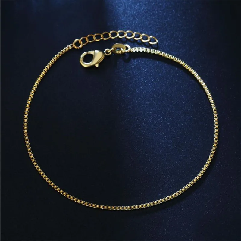 

LUKENI Fashion 925 Sterling Silver Bracelets For Women Jewelry Charm Gold Box Chain Anklets Girl Christmas Female Accessories