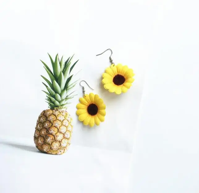 Модные корейские висячие серьги с хризантемами для женщин желтые цветком в