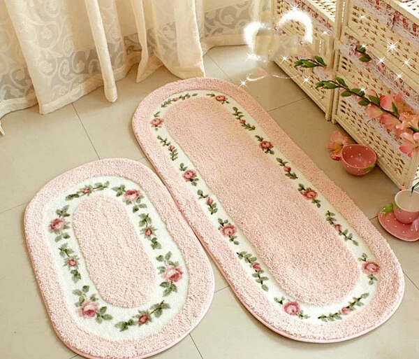 Рождественский Овальный розовый ковер с розами напольный коврик для гостиной