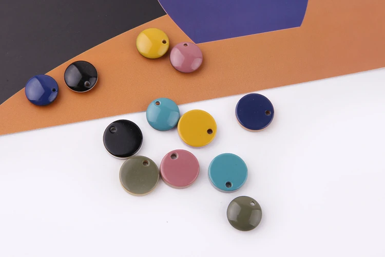 30pcs/lot color printing geometry rounds/square shape acrylic beads diy jewelry earrings/garments pendant accessory