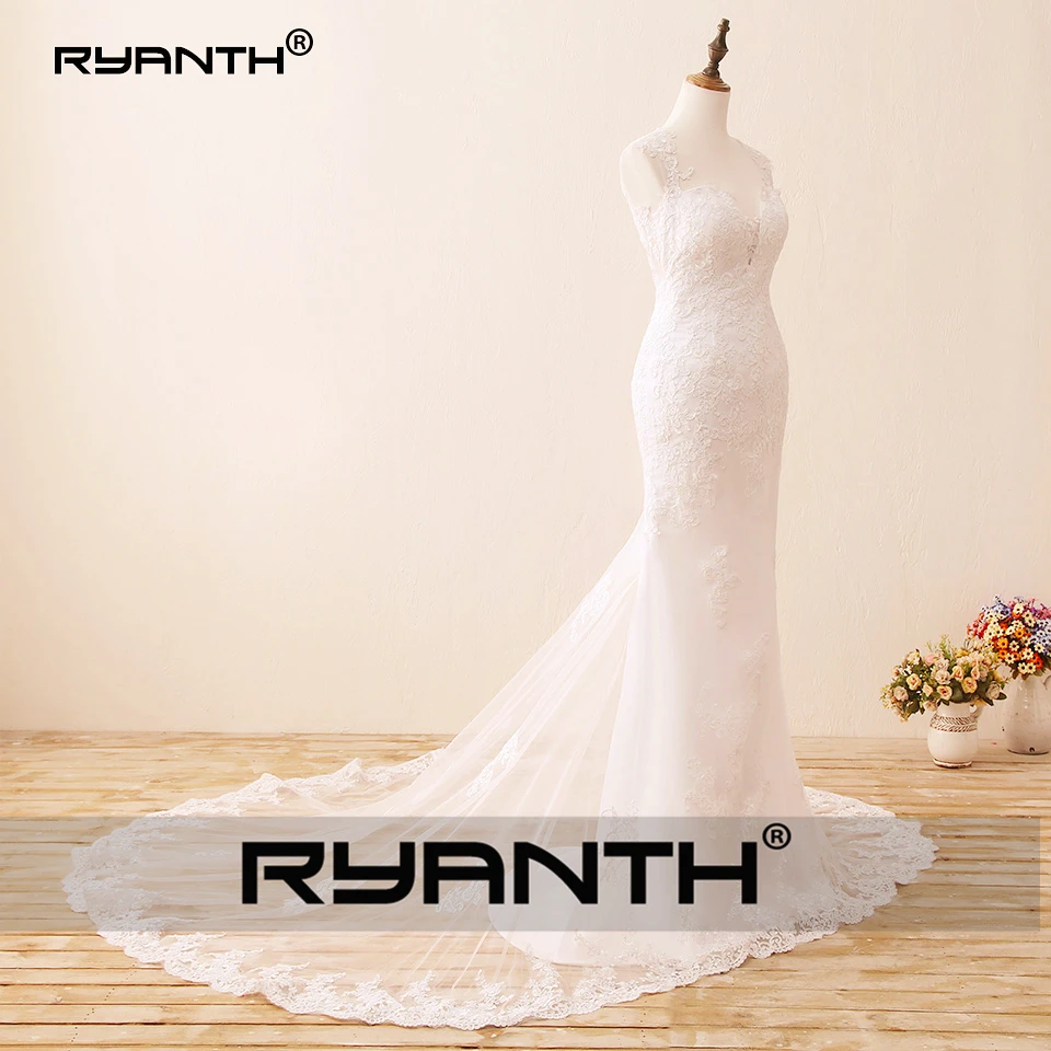 Ryanth дешевые Vestido de noiva сексуальное кружевное свадебное платье русалки с открытой спиной пляжные свадебные платья с длинным шлейфом Robe De Mariage