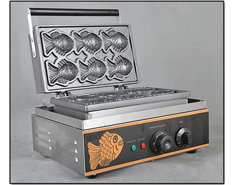 110V 220V антипригарная Коммерческая электрическая рыб машина вафли рыба тайяки вафельница Бейкер вафельница 6 шт. в партии