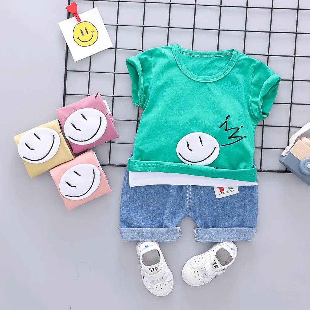 Комплект детской одежды для маленьких мальчиков и девочек топы с короткими