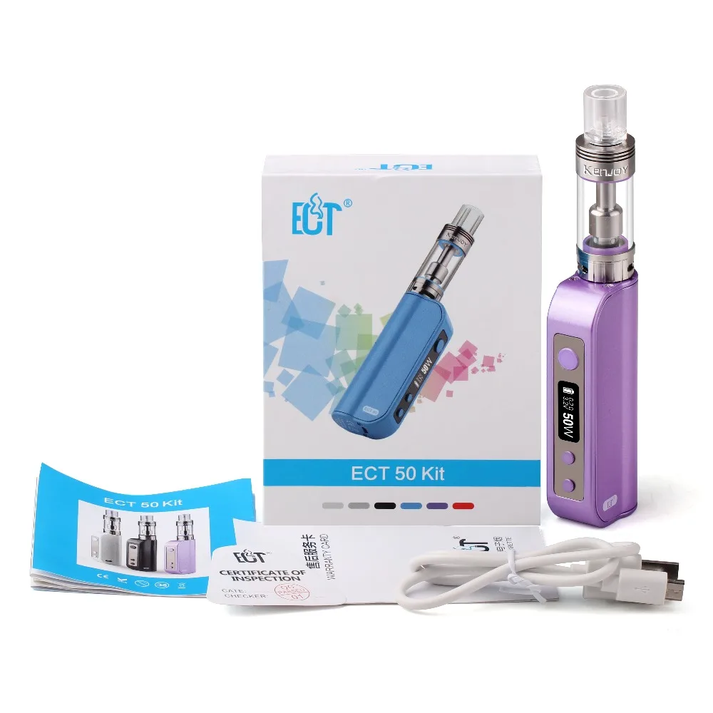 100% Original ECT ET50 Vot-Mini Electronic Cigarette Kit 5W-50W Variable wattage Box Mod 2.5Ml Atomizer Huge Fog Vape Vaporizer |