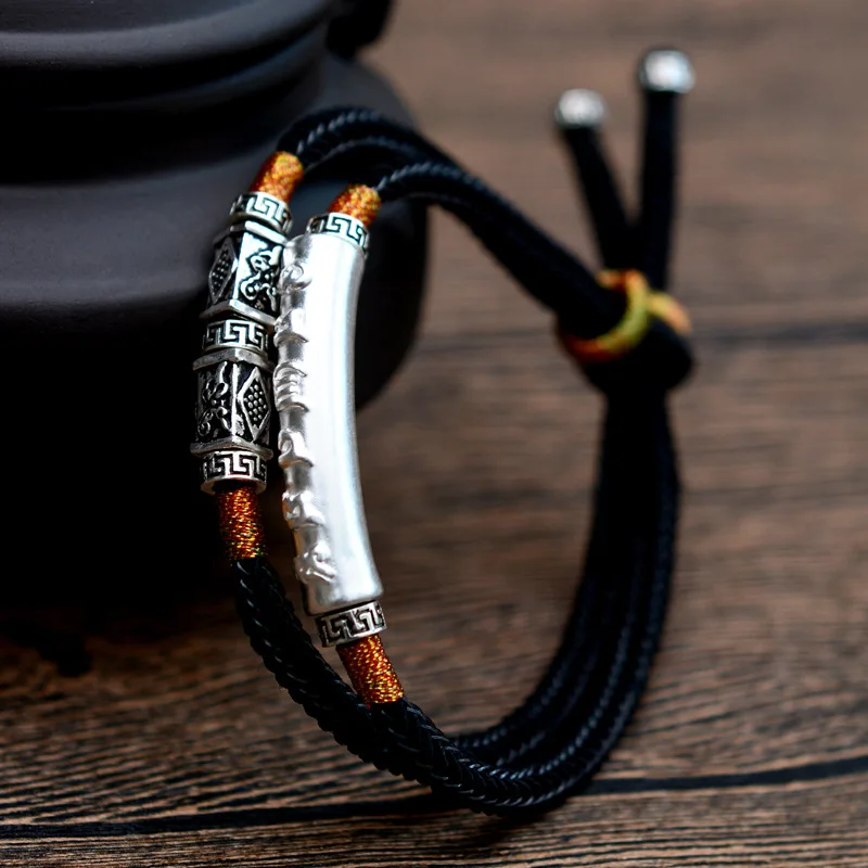 Мода шестисловый браслет с мантрой ручной работы Тканые Ретро Мужские ручные веревки для мужчин ювелирные изделия горячая распродажа