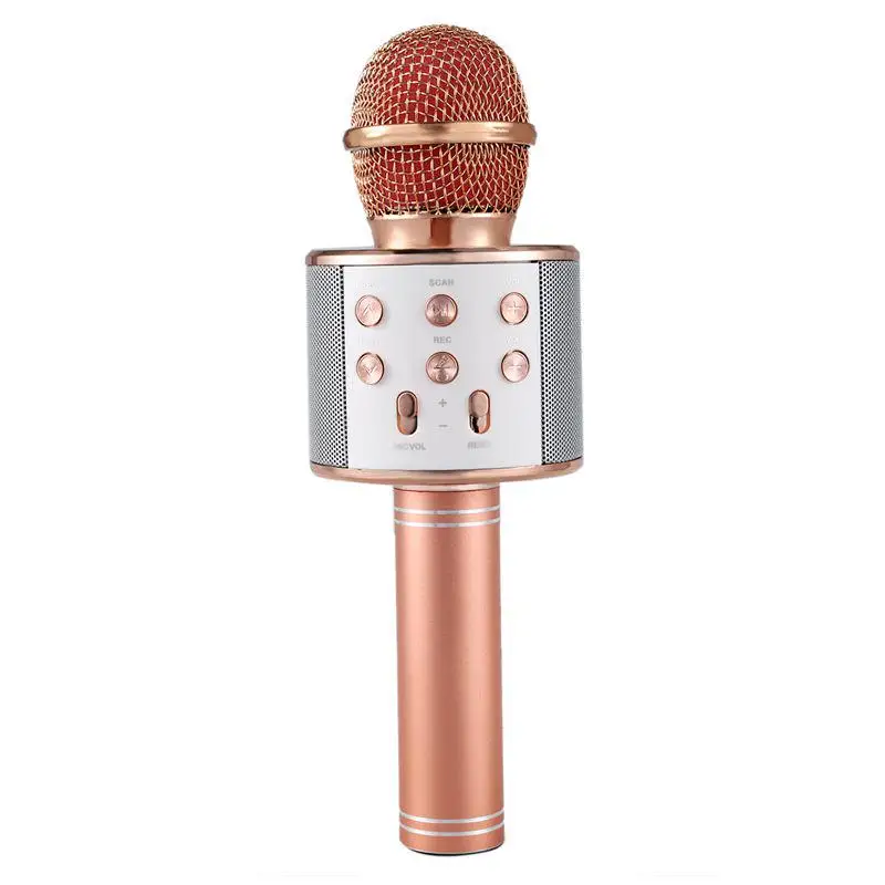 Rose gold Профессиональный Bluetooth беспроводной микрофон динамик ручной микрофон караоке микрофон музыкальный плеер пение рекордер микрофон KTV - Цвет: Rose gold