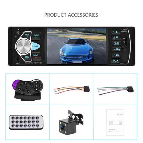 With 4 LED Camera Hikity 4022D 1 Din автомагнитола Авто Аудио Стерео Авторадио bluetooth Поддержка камеры заднего вида USB рулевое колесо дистанционное управление - Цвет: With 4 LED Camera