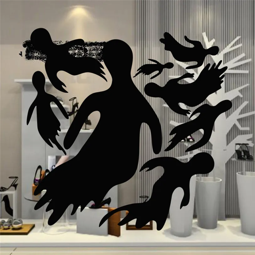 Наклейка на стену в виде призрака Хэллоуин мультяшная роспись наклейка окно