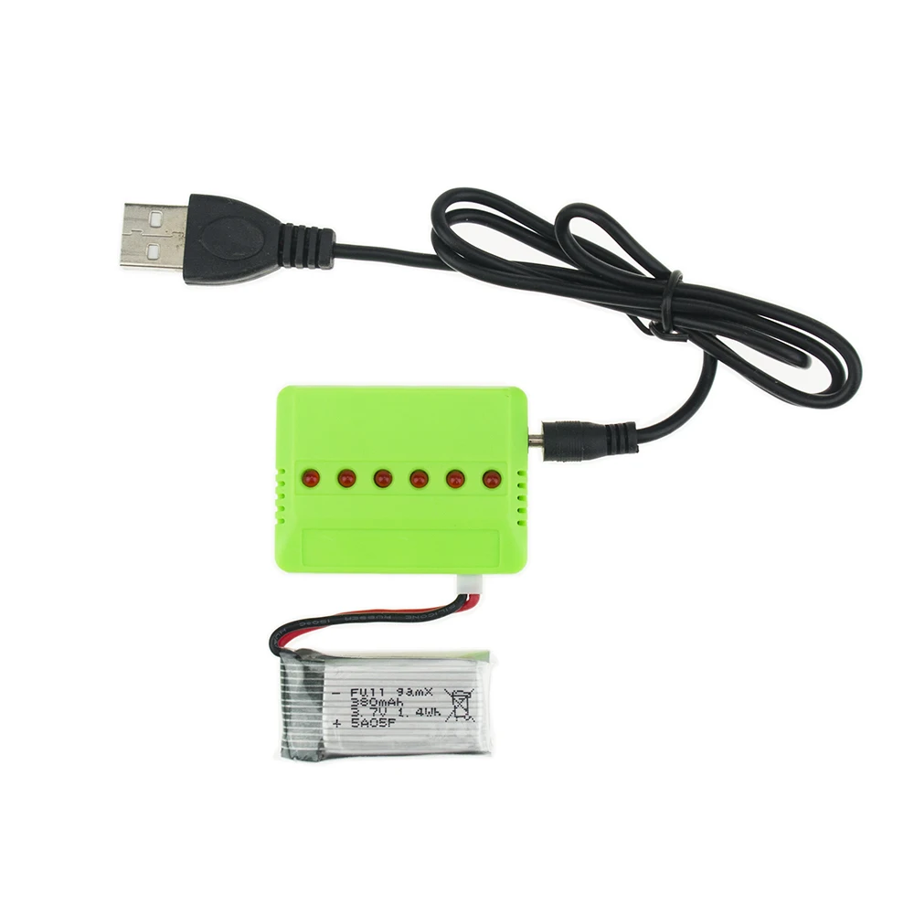1 шт. 3 7 в 380 мАч 25C LiPo батарея с UBS зарядное устройство для RC H6C Hubsan H107C H107L DM003 дрона на