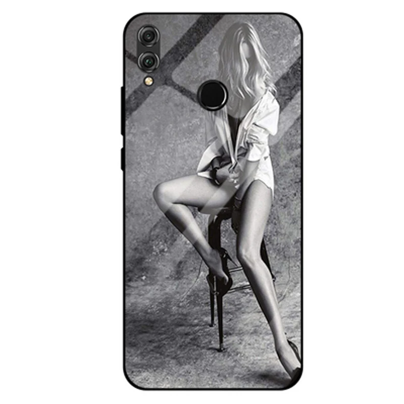 Для Huawei Y9 2019 чехол wolf girl стильное закаленное стекло силиконовая рамка Жесткий для