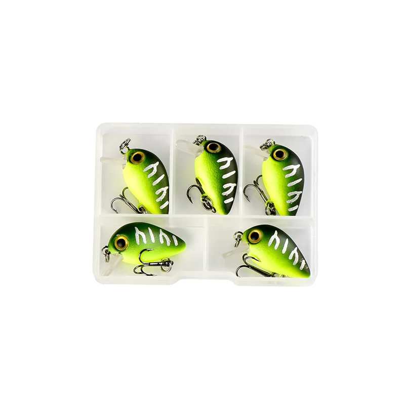 XP5-05 5PCS/Box Crankbait 2.5cm Fly Fishing Lures Topwater Wobblers Quality Mini Swimbait Hard lure Artificial Baits with Plastic Box - Color: XP5-05