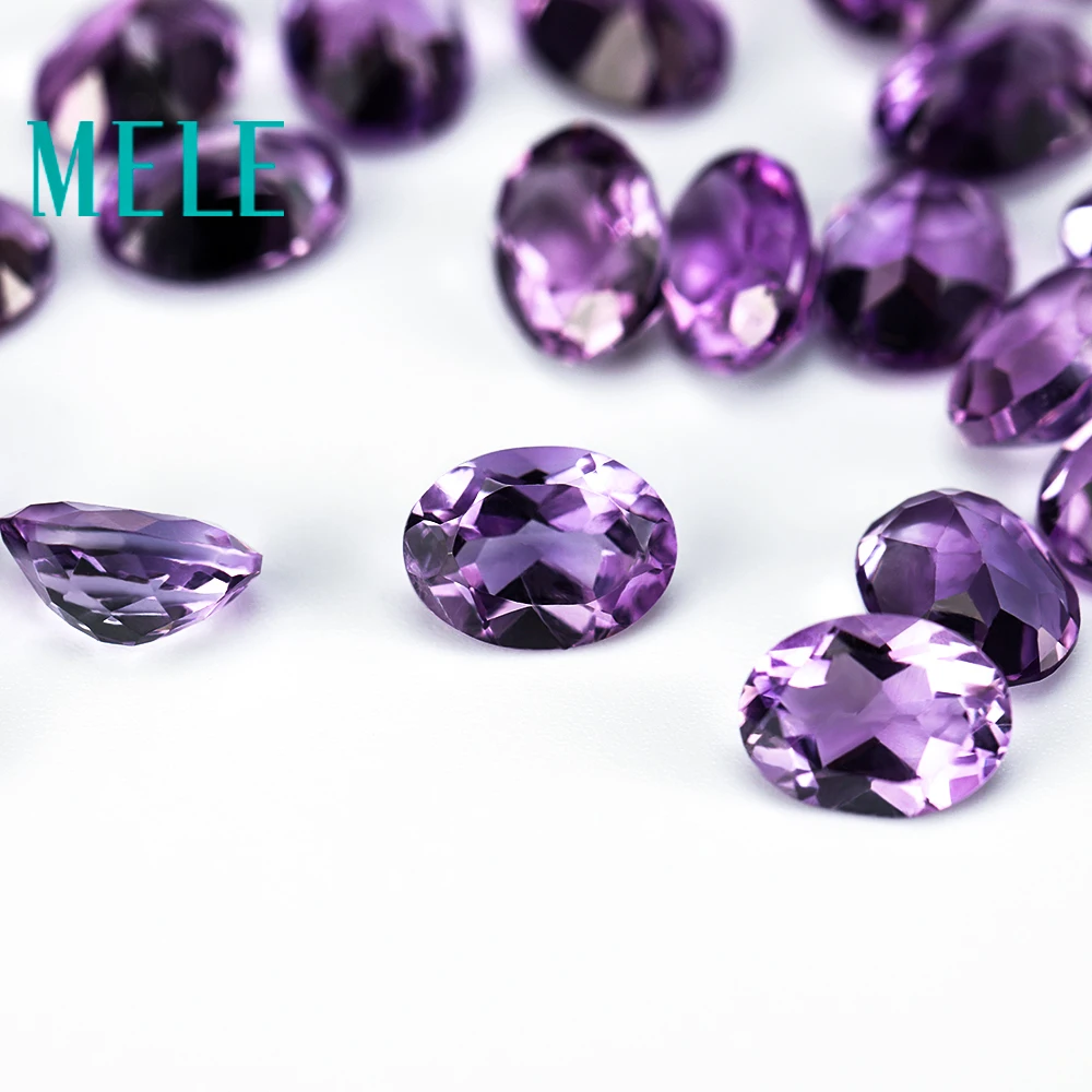 Высочайшее качество Бразильский Натуральный Аметист Кристалл 6X8mm 1.2ct овальной