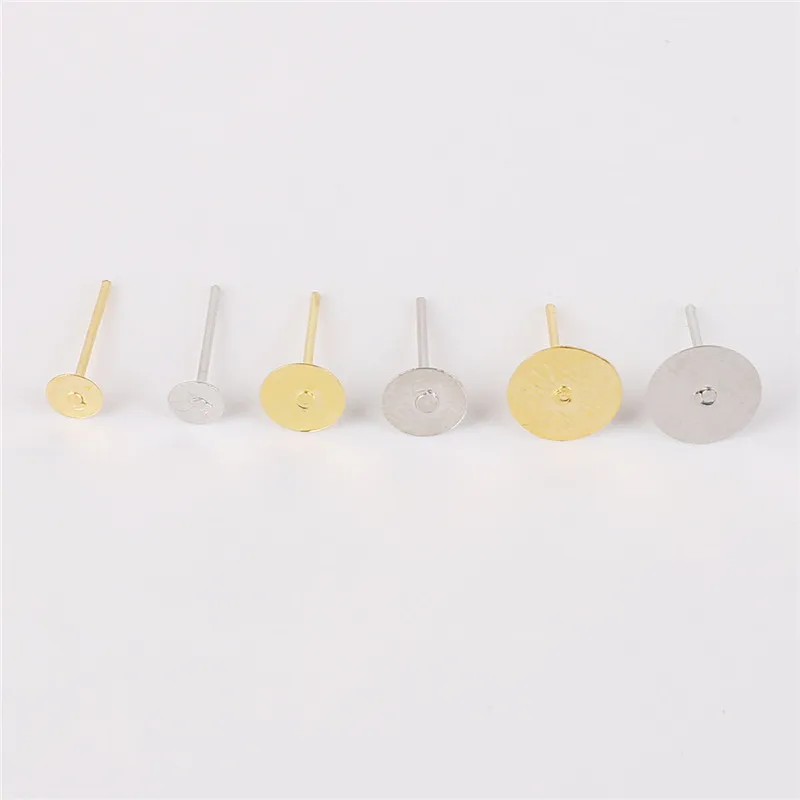 Плоские серьги-гвоздики с серебряным/золотым покрытием 4/6/8 мм | Украшения и