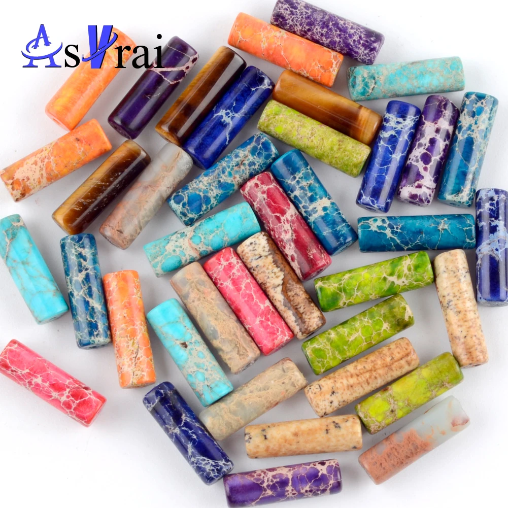 

Natural Light Blue Sea Sediment Jaspers Tube Beads for Needlework Jewelry Making 4*13mm Spacer Beads Diy Women's Bracelets