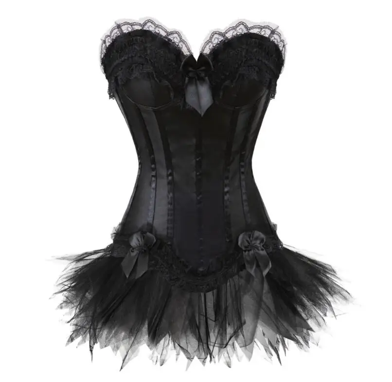 Burlesque Корсеты Платье с юбкой Костюмы Винтаж полосатый цветочный кружевной корсет