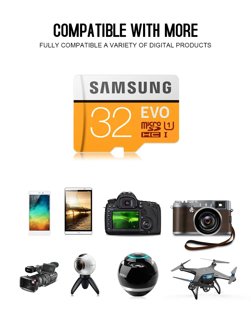 SAMSUNG EVO емкостью 64 Гб U3 слот для карт памяти Class10 Micro SD TF/SD карты C10 R100MB/S MicroSD XC UHS-1 Поддержка 4 K UItra HD