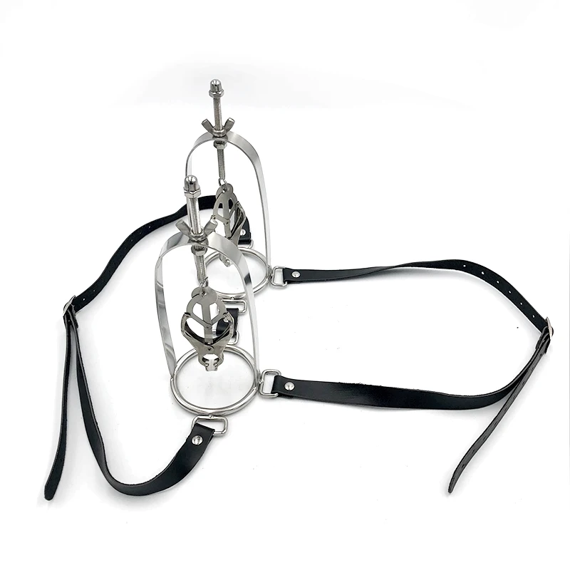

Leather Bondage female Stainless Steel adjustable torture play Clamps metal Nipple clips breast BDSM Restraint Fetish sex toy