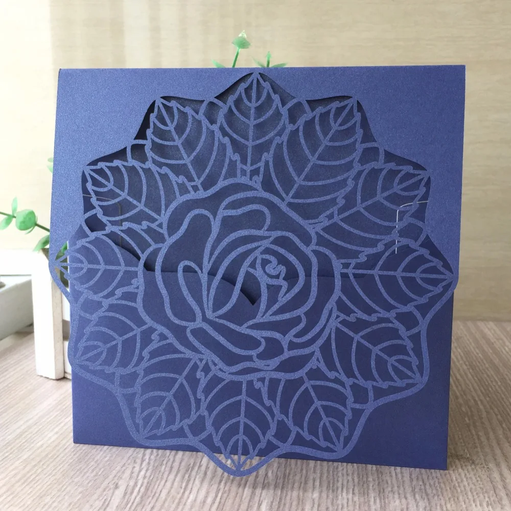 

50Pcs/Lot Delicate Carved Pattern Customizable Invitation Card Event&Party Supplies Romantic Wedding Invitation Card