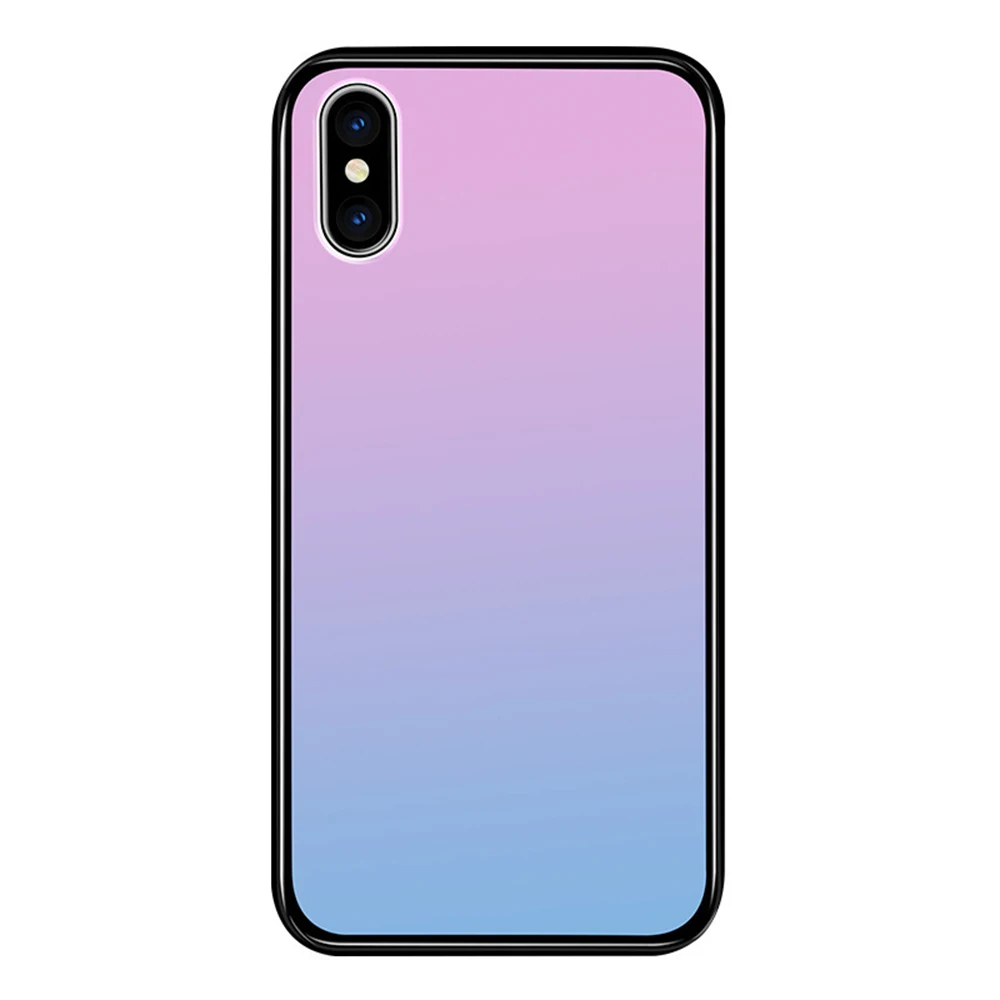 Option 5 Закаленное стекло чехол для iPhone 7 8 X XS XR 6 6 S плюс градиент Цвет Blue Ray Аврора кожи задняя крышка для iPhone XS Max XR чехол - Цвет: Option 5