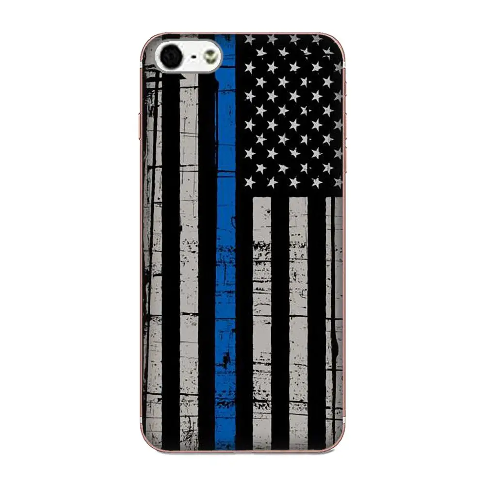 Силиконовый чехол для телефона с тонким голубым флагом США Galaxy Alpha Core Note 2 3 4 S2 A10 A20