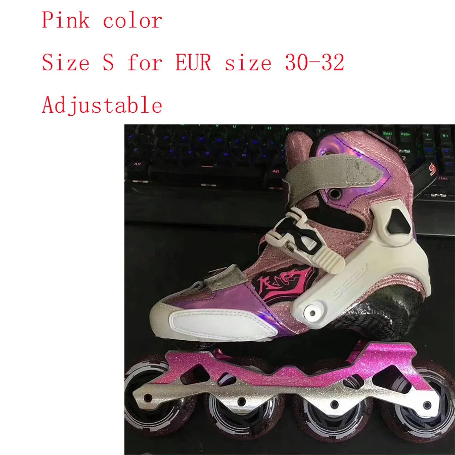 Оригинальные SEBA KSJ-J Junior Star Sky детские роликовые коньки из углеродного волокна детские роликовые коньки скольжение слалом Patines - Цвет: pink size S