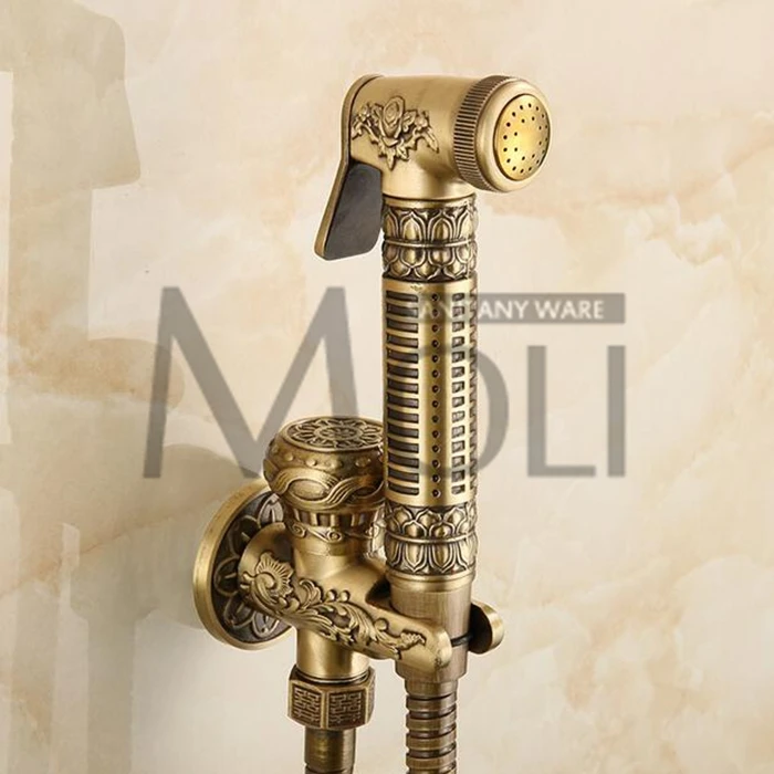 Античный бронзовый смеситель для биде ванной комнаты с ручной душевой лейкой и