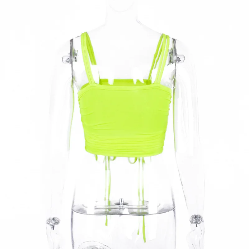 Sexy Drawstring Lace Up Bow Slash Neck Ruched Crop Top 2019 Summer Women Backless Cotton Camisole Tops Female Skinny Tee | Женская