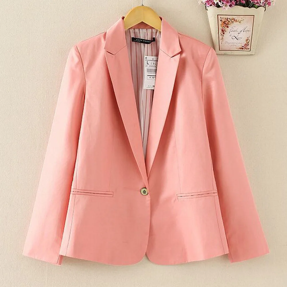 Новые осенние Для женщин Карамельный цвет Блейзер Куртки Пальто Slim Fit Casaco