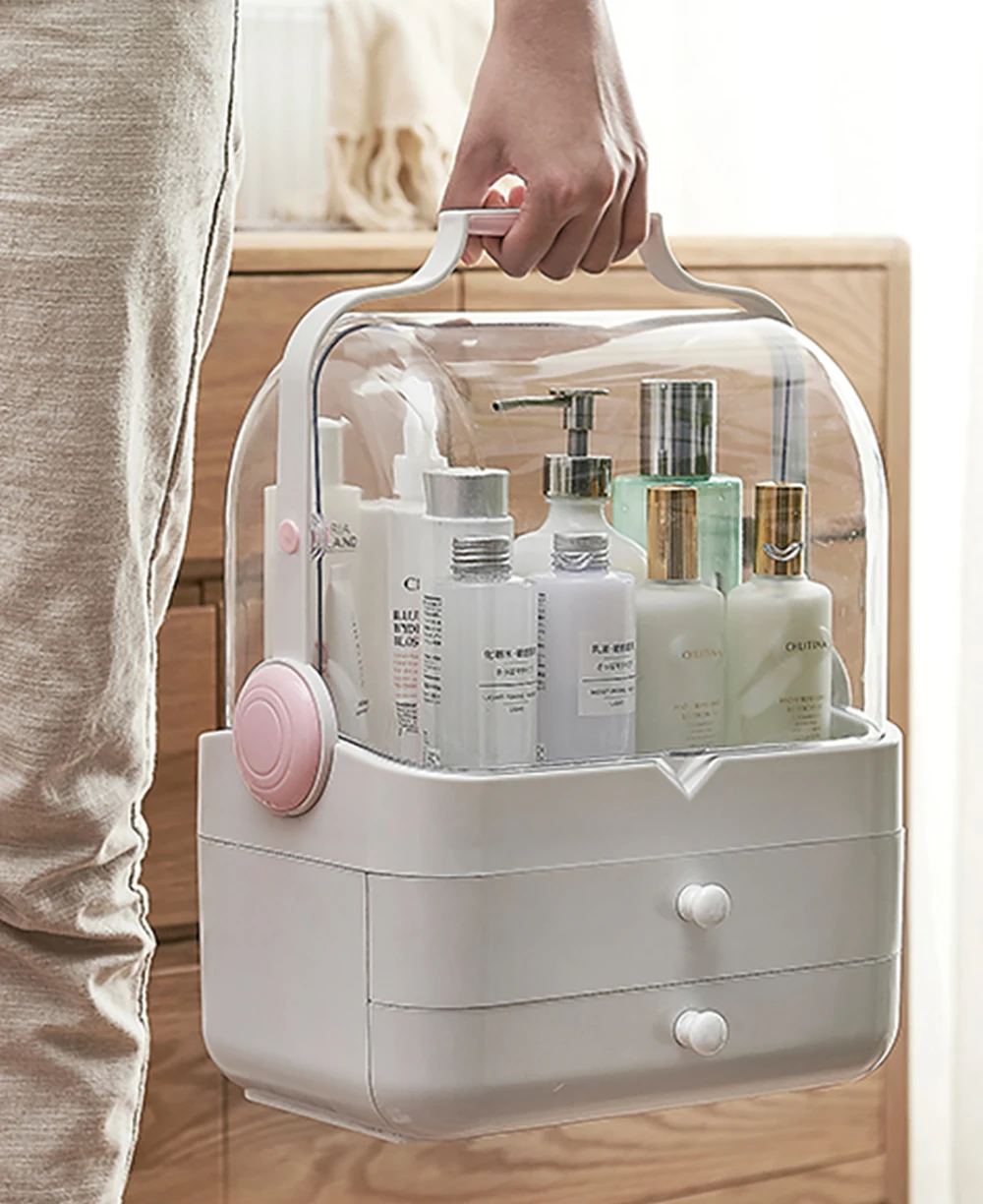 Розовый белый пластиковый водонепроницаемый косметический Органайзер для