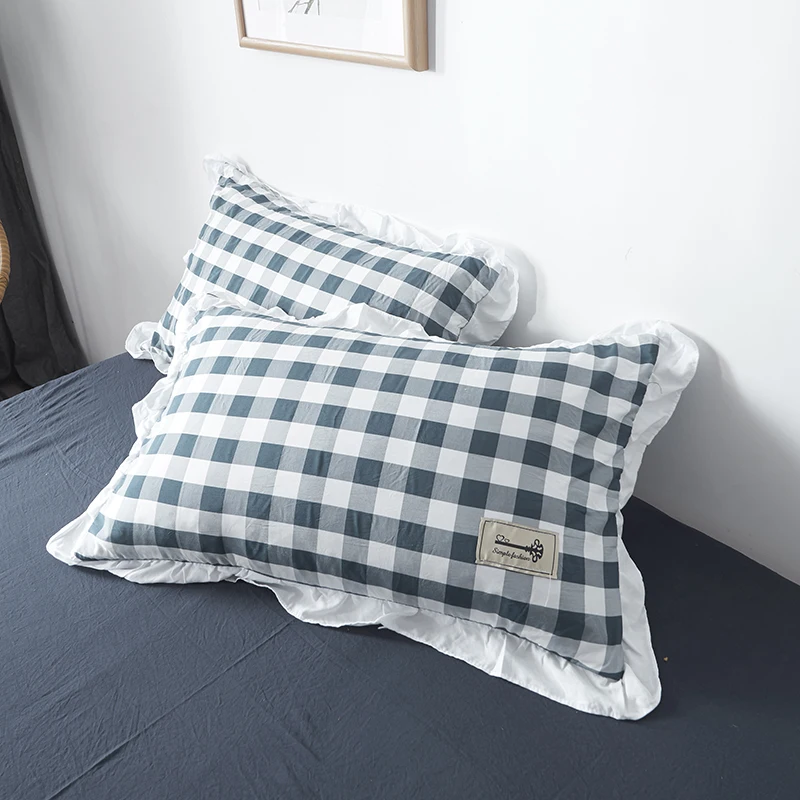 2 шт. наволочки в клетку с оборками подушка ручной работы Чехлы утепленная