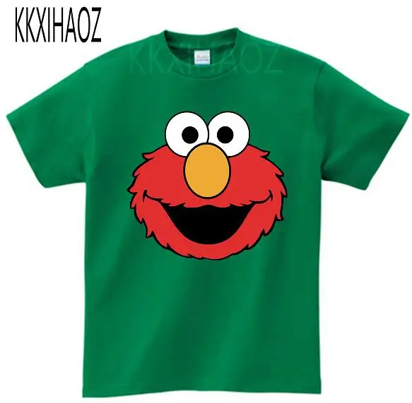 green childreT-shirt Дети мультфильм Улица Сезам Элмо забавная футболка Летняя Детская футболка с короткими рукавами для мальчиков топы для девочек повседневная детская одежда KKXIHAOZ - Цвет: green childreT-shirt